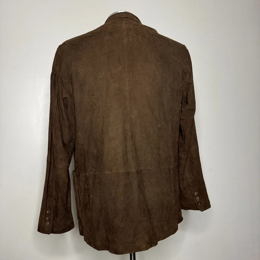 Territory Ahead Men's Large Tall Blazer Brown Solid Leather‎ Suede Jacket